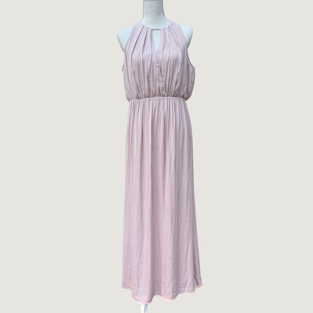 Jennifer Lopez Womens Dusty Rose Halter Keyhole Maxi Dress Pink Size L